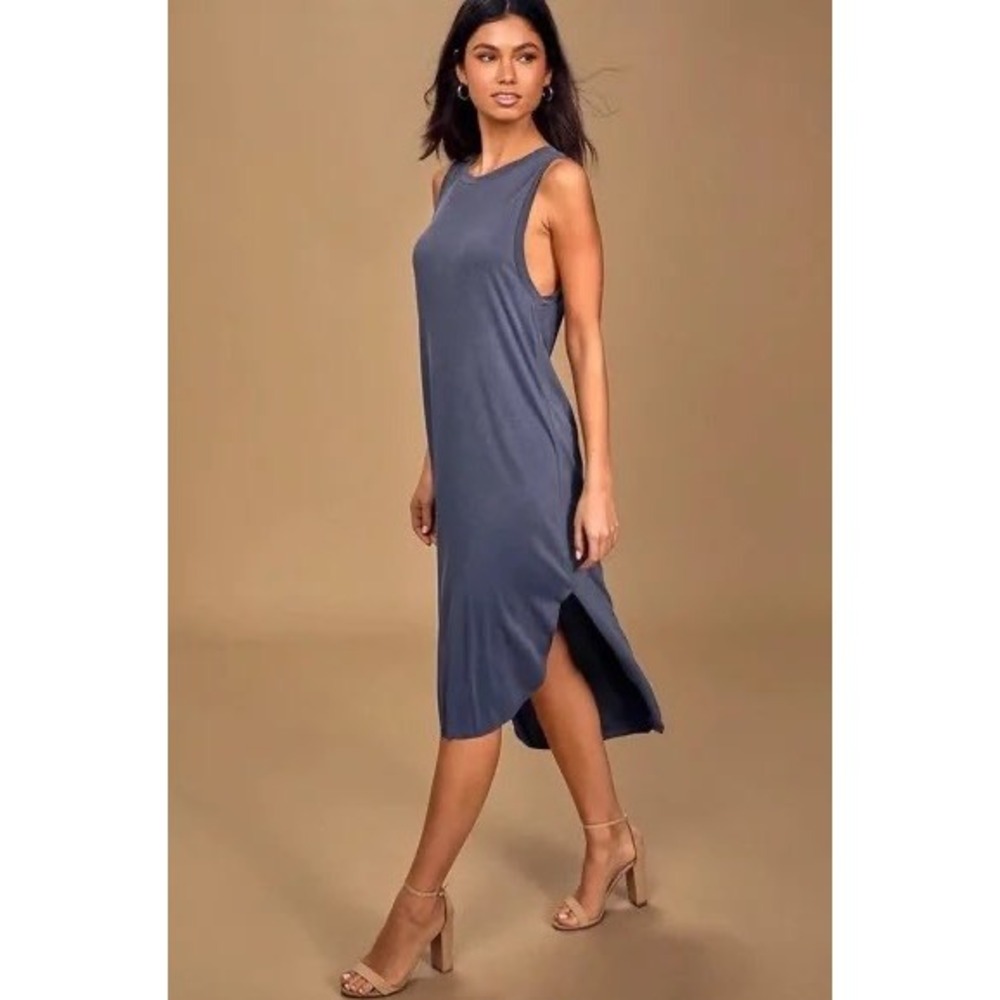 Lush Tank Dress Sleeveless Casual Midi Dress Blue Size‎ S